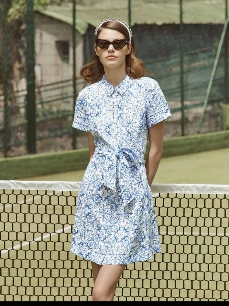Hill House Home | Laura Shirt Dress | Blue Mosaic Size Xl